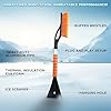 27" Aluminum Snow Brush with Ice Scrapers for Car Windshield and Window | Car Snow Scraper and Brush with Ergonomic Foam Grip Winter Accessories (Orange)