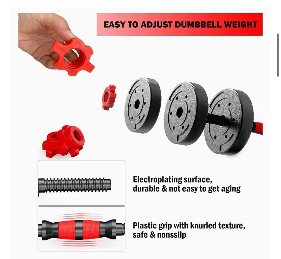 4 in 1 Weight Set Used as Kettlebells, Barbell, Push up Stand Adjustable Dumbbell Set JP Sports