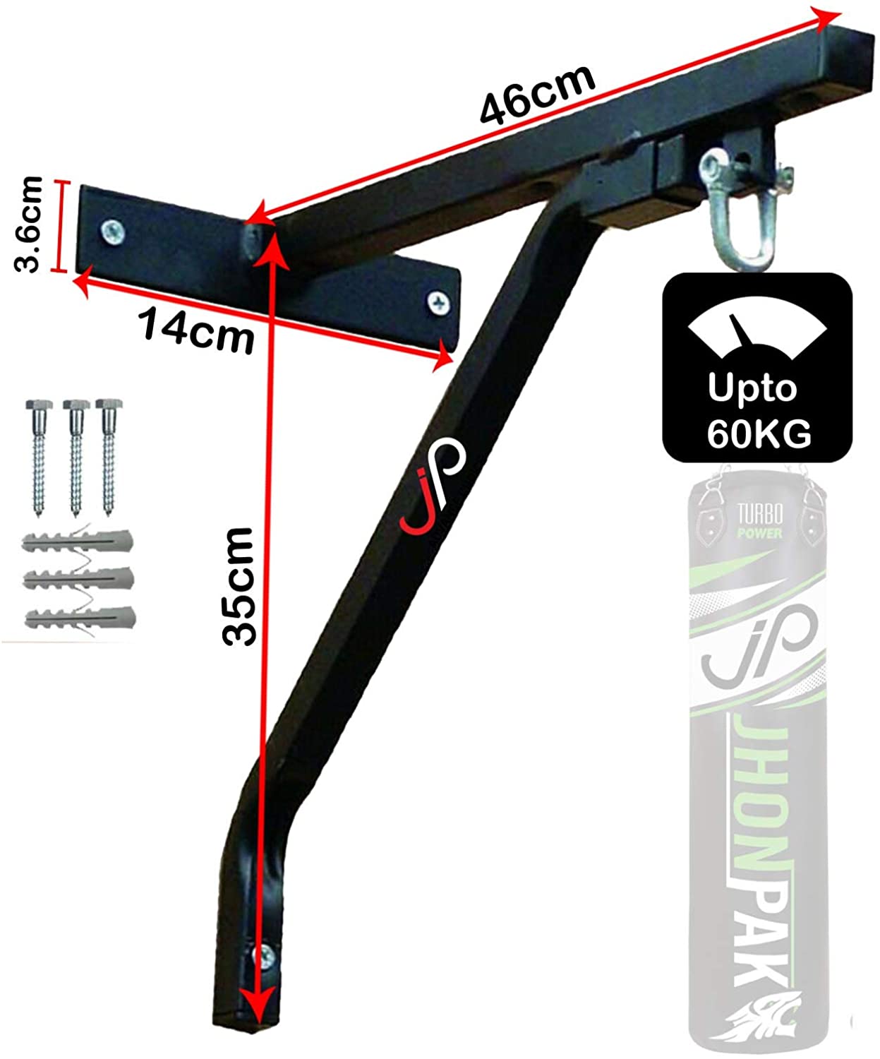 JP Heavy Duty Punch Bag Wall Bracket with 4 Chains