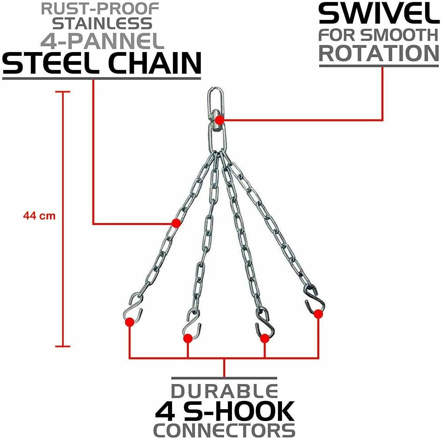JP Heavy Duty Punch Bag Wall Bracket with 4 Chains