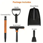 42'' Ice Scraper and Extendable Snow Brush Emergency Snow Shovel Snow Broom with Foam Grip 180° Pivoting Brush Head Snow Scraper for Vehicle