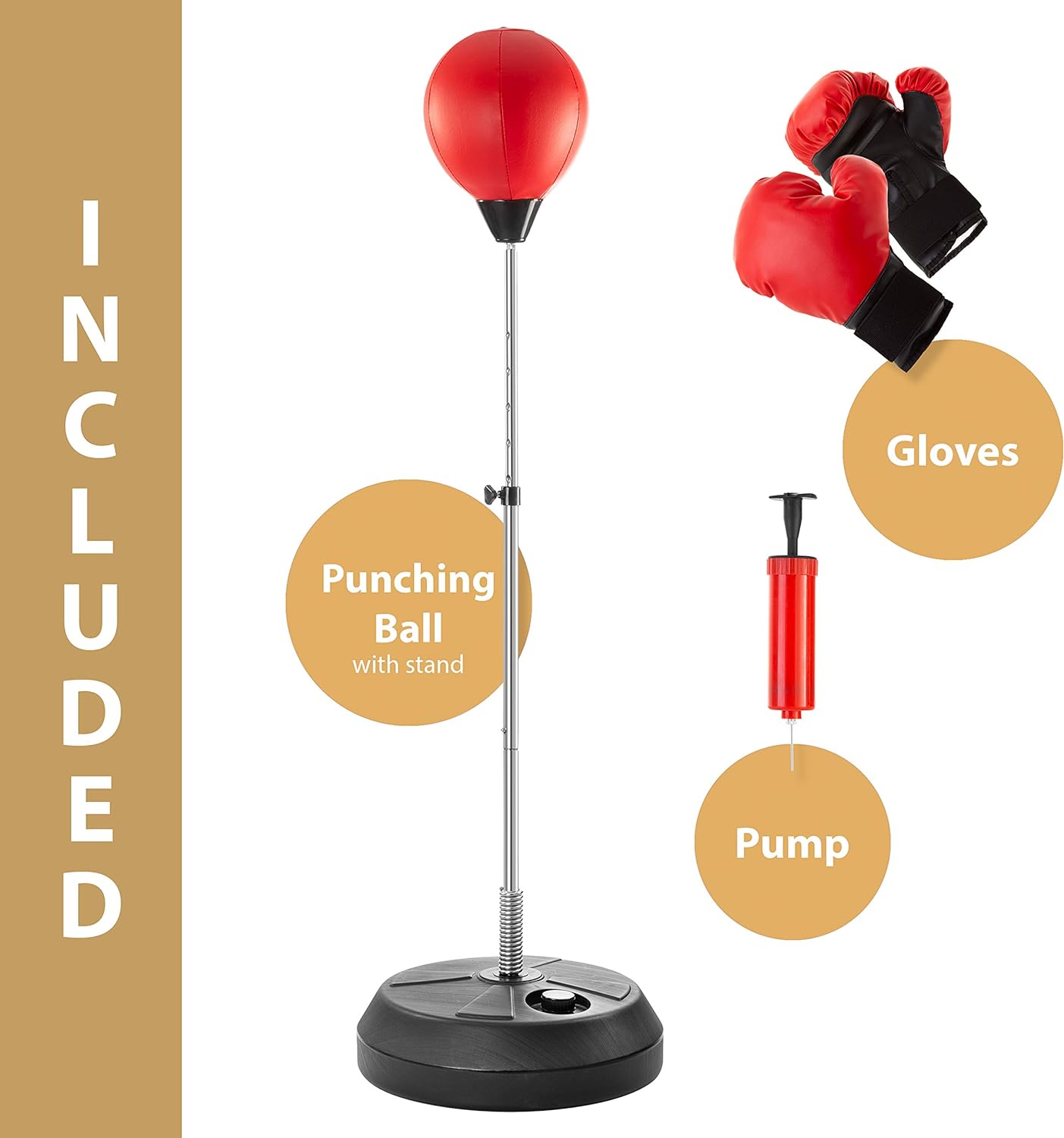 JP Boxing Ball Set with Punching Bag, Kids adults Set with Gloves and Pump