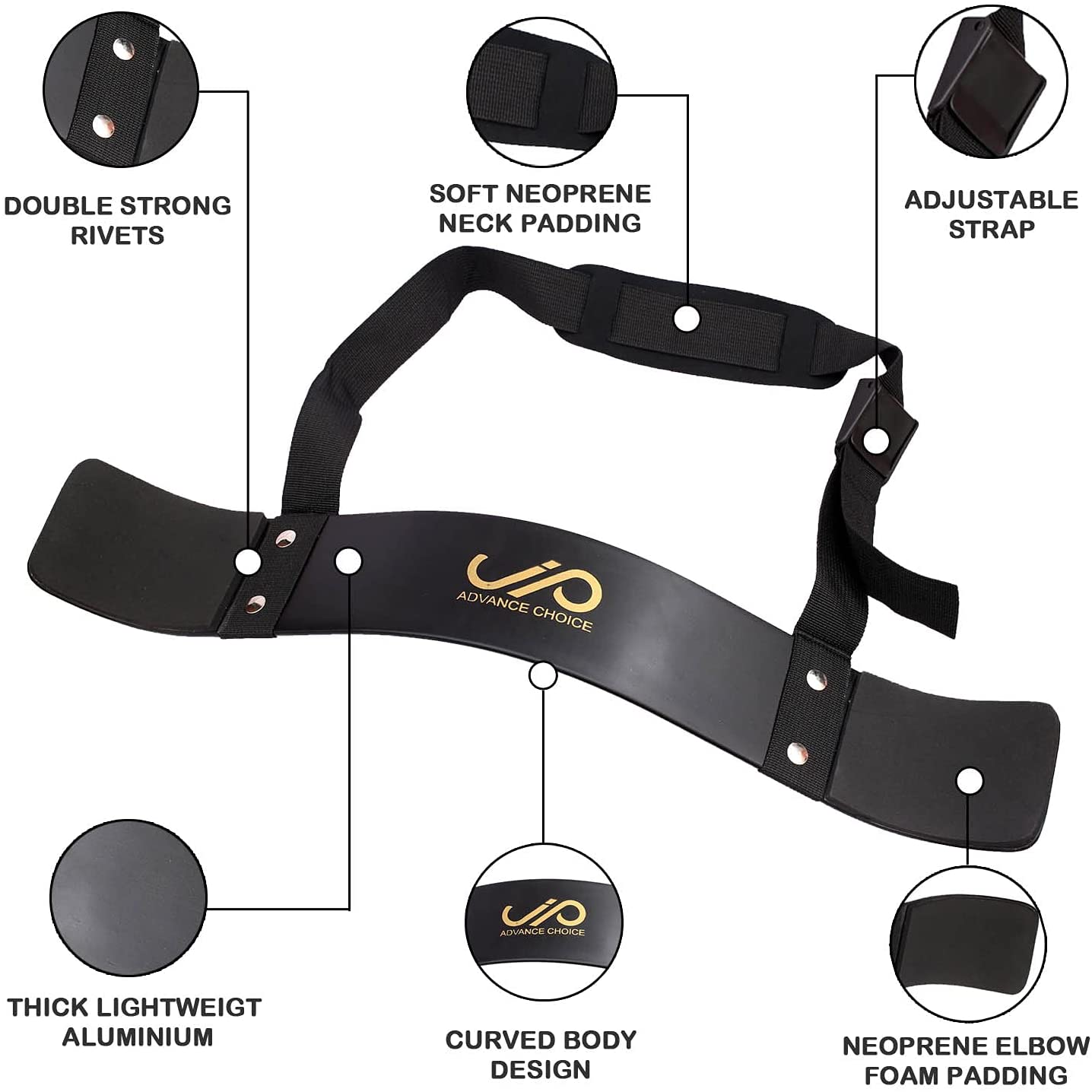 JP Arm Blaster Bicep Isolator Double Riveted Adjustable Strap