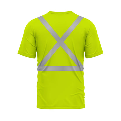Hi Vis Shirt for Men Short Sleeve Yellow Construction Work Shirts Reflective Safety Polo Shirt