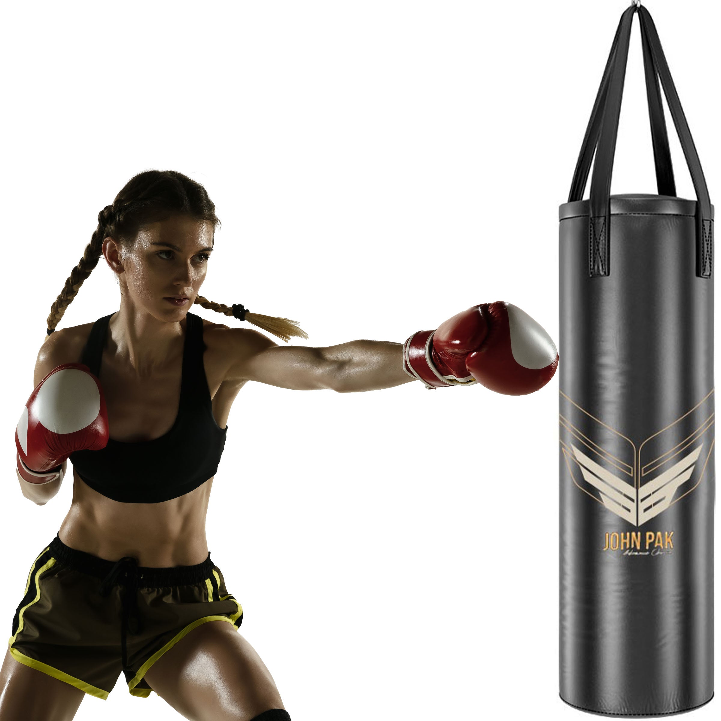 JP New Heavy Punch Bag UnFilled Boxing with Stripe