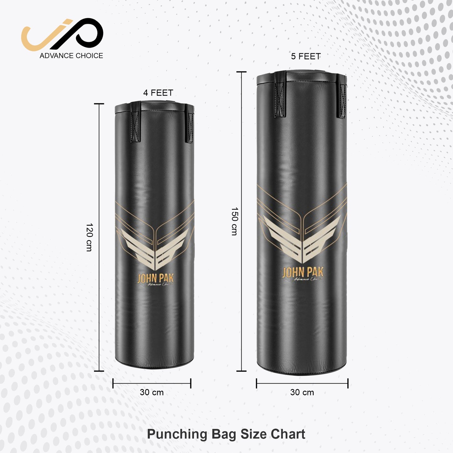 JP New Heavy Punch Bag UnFilled Boxing with Stripe