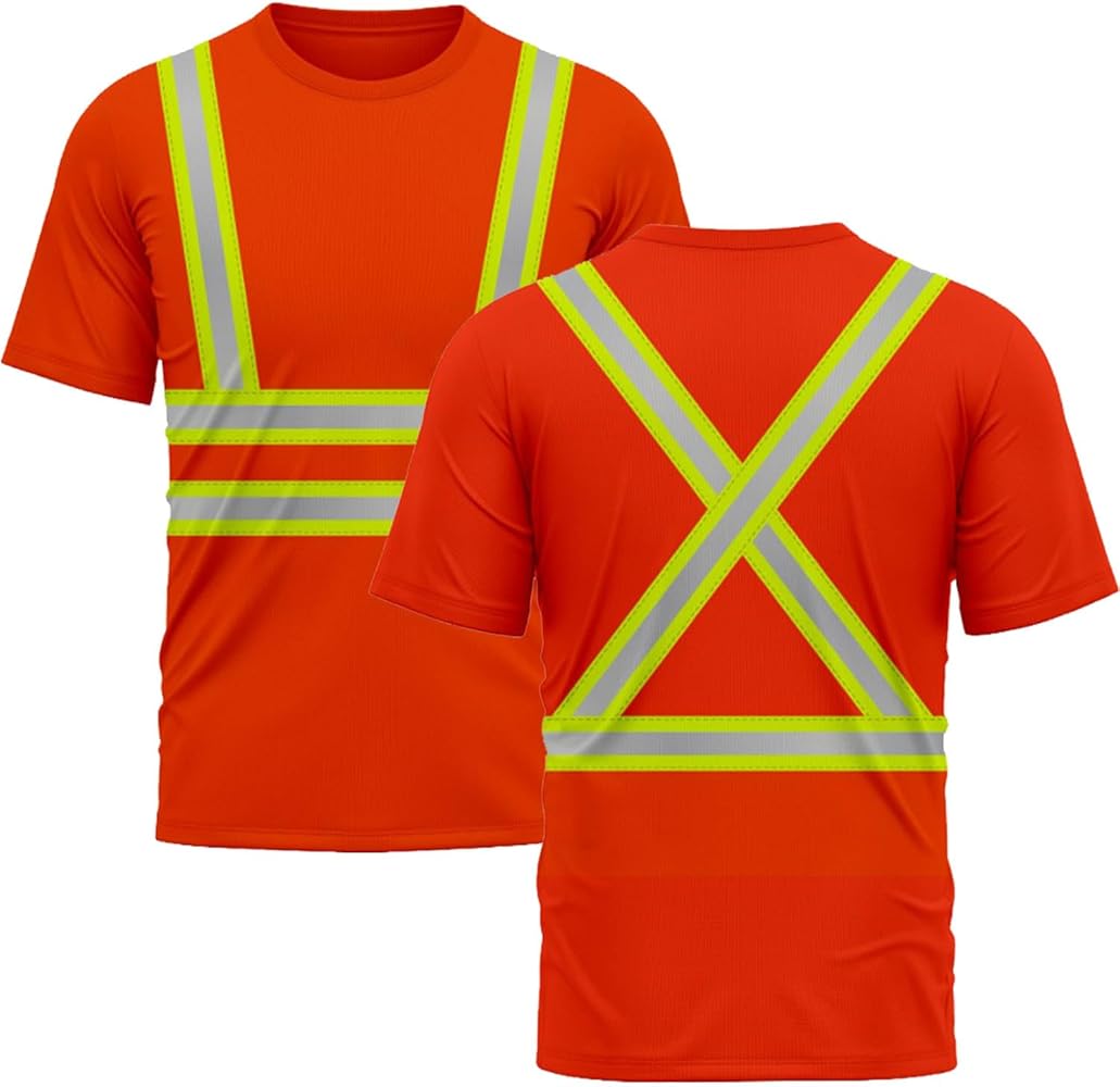 JP ADVANCE CHOICE Pack of 2 High Visibility Dri Fit Short Sleeves T Shirts Safety Breathable Workwear