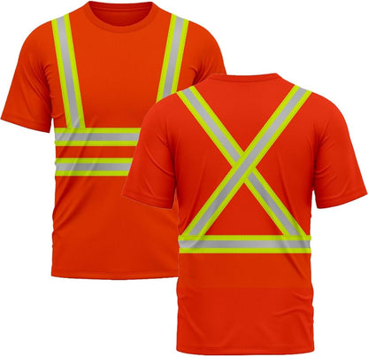 JP ADVANCE CHOICE Pack of 2 High Visibility Dri Fit Short Sleeves T Shirts Safety Breathable Workwear