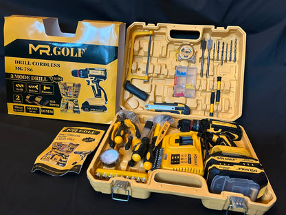 MR.GOLF MG786 Cordless Drill Kit 118-in-1 with 2 Batteries & Smart Charger Mr Golf