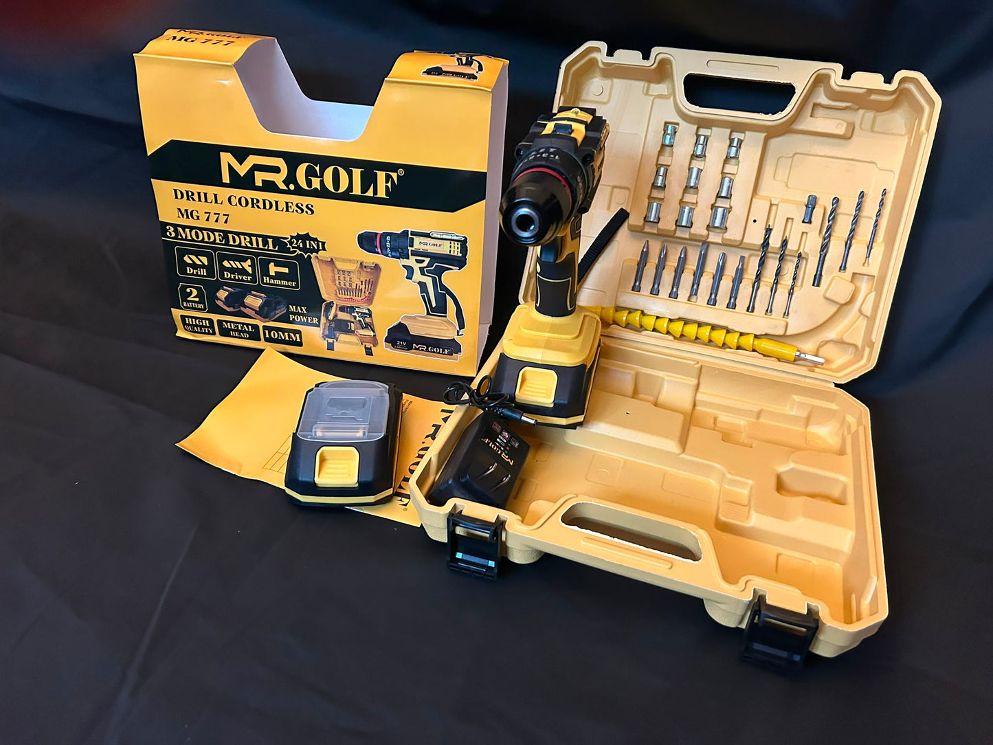 MR.GOLF Cordless Drill MG777 – 24 in 1 Kit with 2 Batteries & Charger Mr Golf