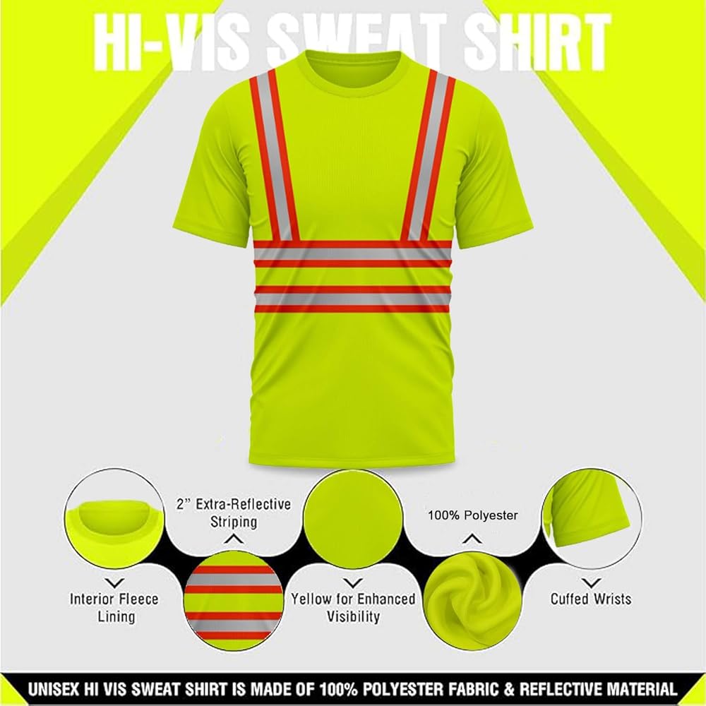 JP ADVANCE CHOICE Pack of 2 High Visibility Dri Fit Short Sleeves T Shirts Safety Breathable Workwear