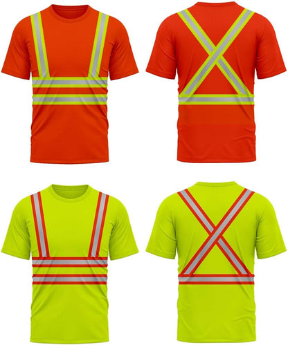 JP ADVANCE CHOICE Pack of 2 High Visibility Dri Fit Short Sleeves T Shirts Safety Breathable Workwear