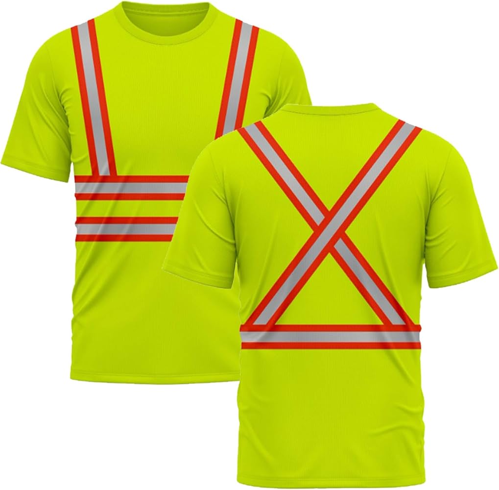 JP ADVANCE CHOICE Pack of 2 High Visibility Dri Fit Short Sleeves T Shirts Safety Breathable Workwear