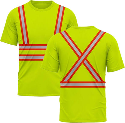 JP ADVANCE CHOICE Pack of 2 High Visibility Dri Fit Short Sleeves T Shirts Safety Breathable Workwear