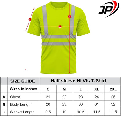 JP ADVANCE CHOICE Pack of 2 High Visibility Dri Fit Short Sleeves T Shirts Safety Breathable Workwear