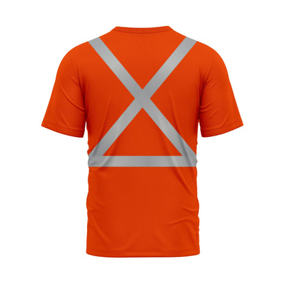 Hi Vis Shirt for Men Short Sleeve Orange Construction Work Shirts Reflective Safety Polo Shirt