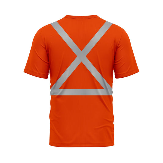 Hi Vis Shirt for Men Short Sleeve Orange Construction Work Shirts Reflective Safety Polo Shirt