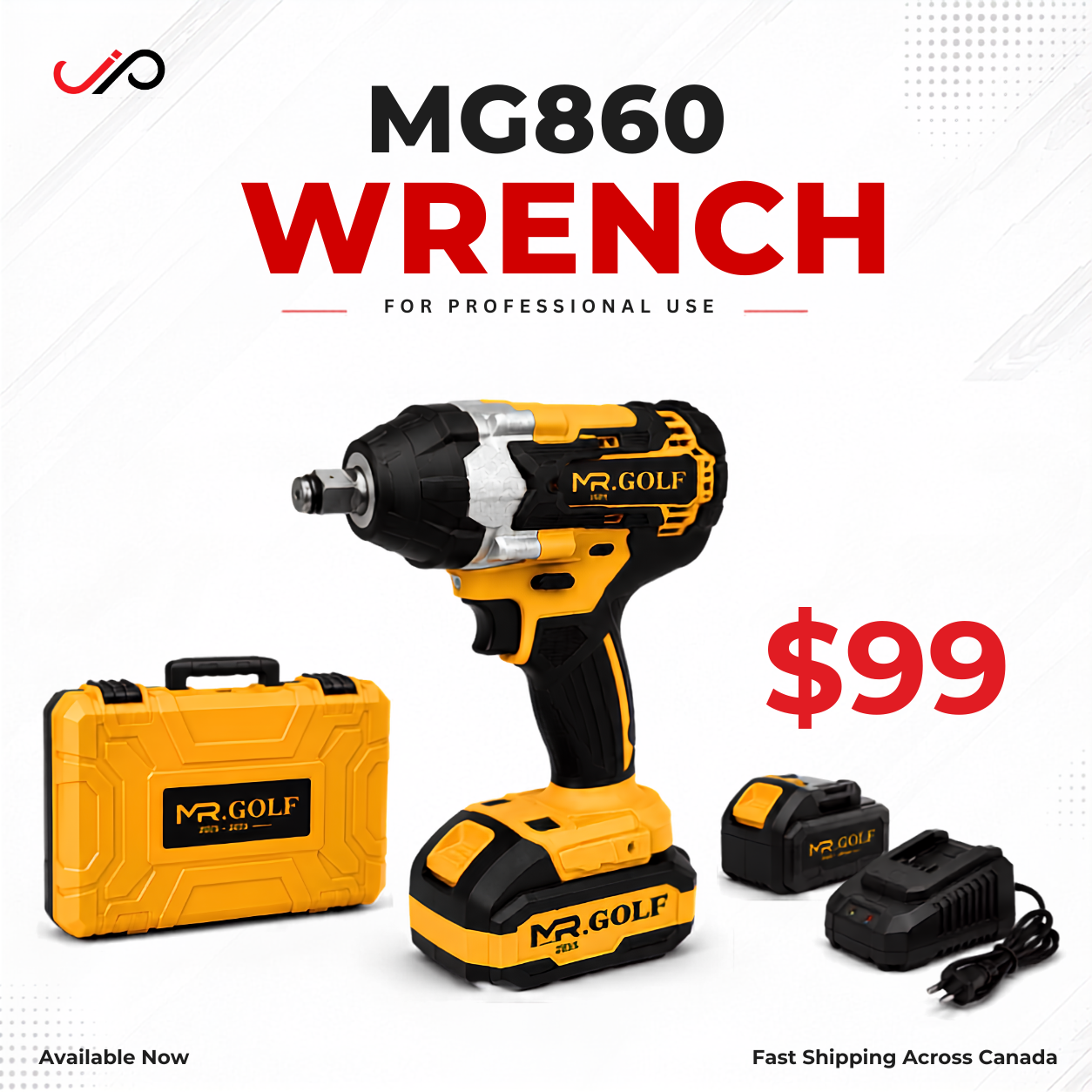 MR.GOLF MG860 Heavy Duty Cordless Impact Wrench Kit with 2 Batteries & Carry Case Mr Golf
