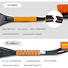 27" Aluminum Snow Brush with Ice Scrapers for Car Windshield and Window | Car Snow Scraper and Brush with Ergonomic Foam Grip Winter Accessories (Orange)