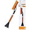 27" Aluminum Snow Brush with Ice Scrapers for Car Windshield and Window | Car Snow Scraper and Brush with Ergonomic Foam Grip Winter Accessories (Orange)