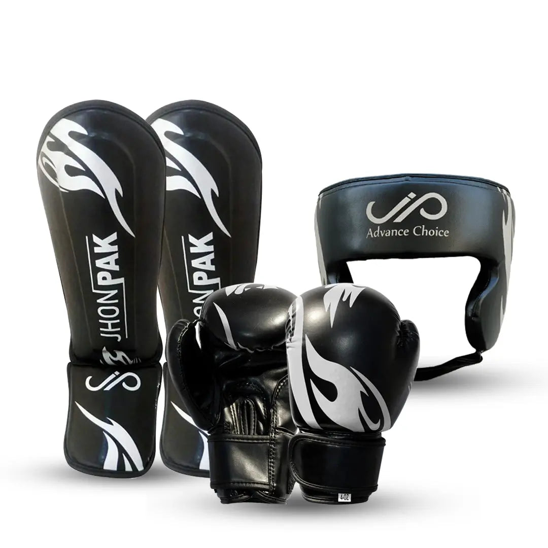 Kids boxing gloves set with head guard and shin guards | JP 3PCS MMA JP Sports
