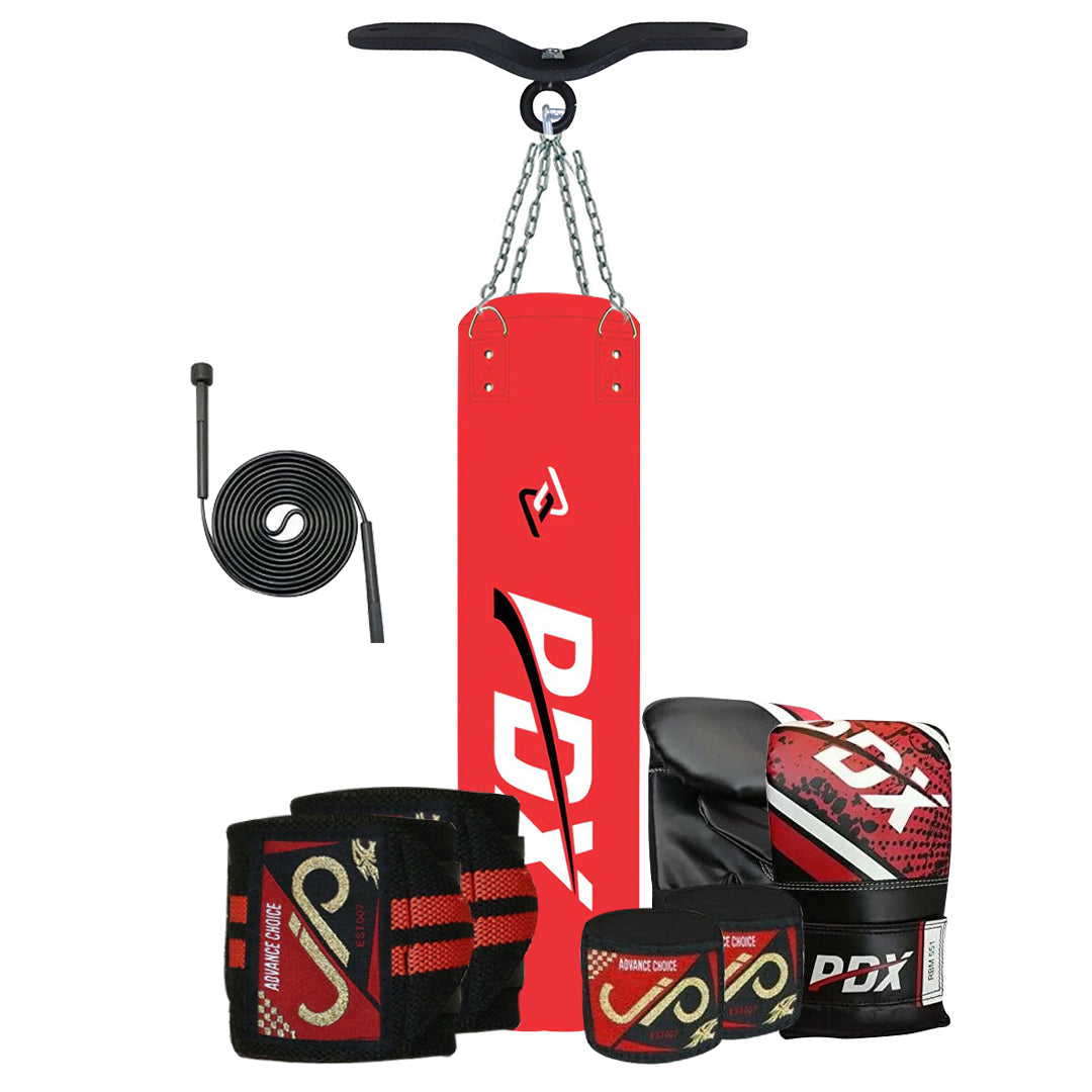 PDX Black/Red UNFILLED Punching Bag Set Heavy Duty Bag (9PCS)