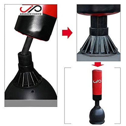 FreeStanding Red Black Punching Bag with Boxing Gloves, Adult Youth