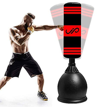 FreeStanding Red Black Punching Bag with Boxing Gloves, Adult Youth