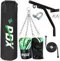PDX Black/Green 4 Feet UNFILLED Punching Bag Set (7Pcs)