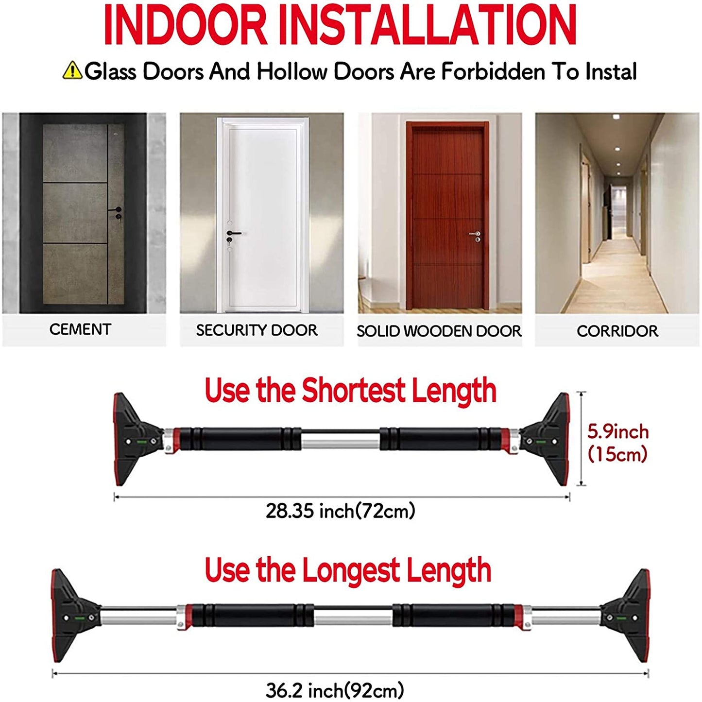 Home Door Horizontal Bar Gym Fitness Workout Exercise Tools 66x90