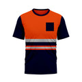 Hi Vis Shirt for Men Short Sleeve Orange Navy Construction Work Shirts Reflective Safety Shirt