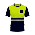 Hi Vis Shirt for Men Short Sleeve Yellow Navy Construction Work Shirts Reflective Safety T- Shirt