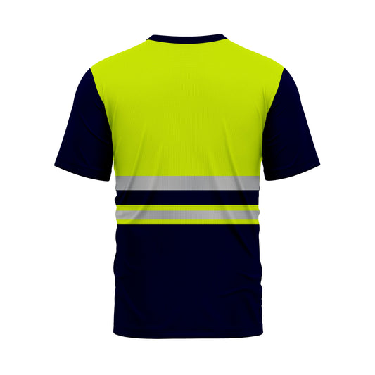 Hi Vis Shirt for Men Short Sleeve Yellow Navy Construction Work Shirts Reflective Safety T- Shirt