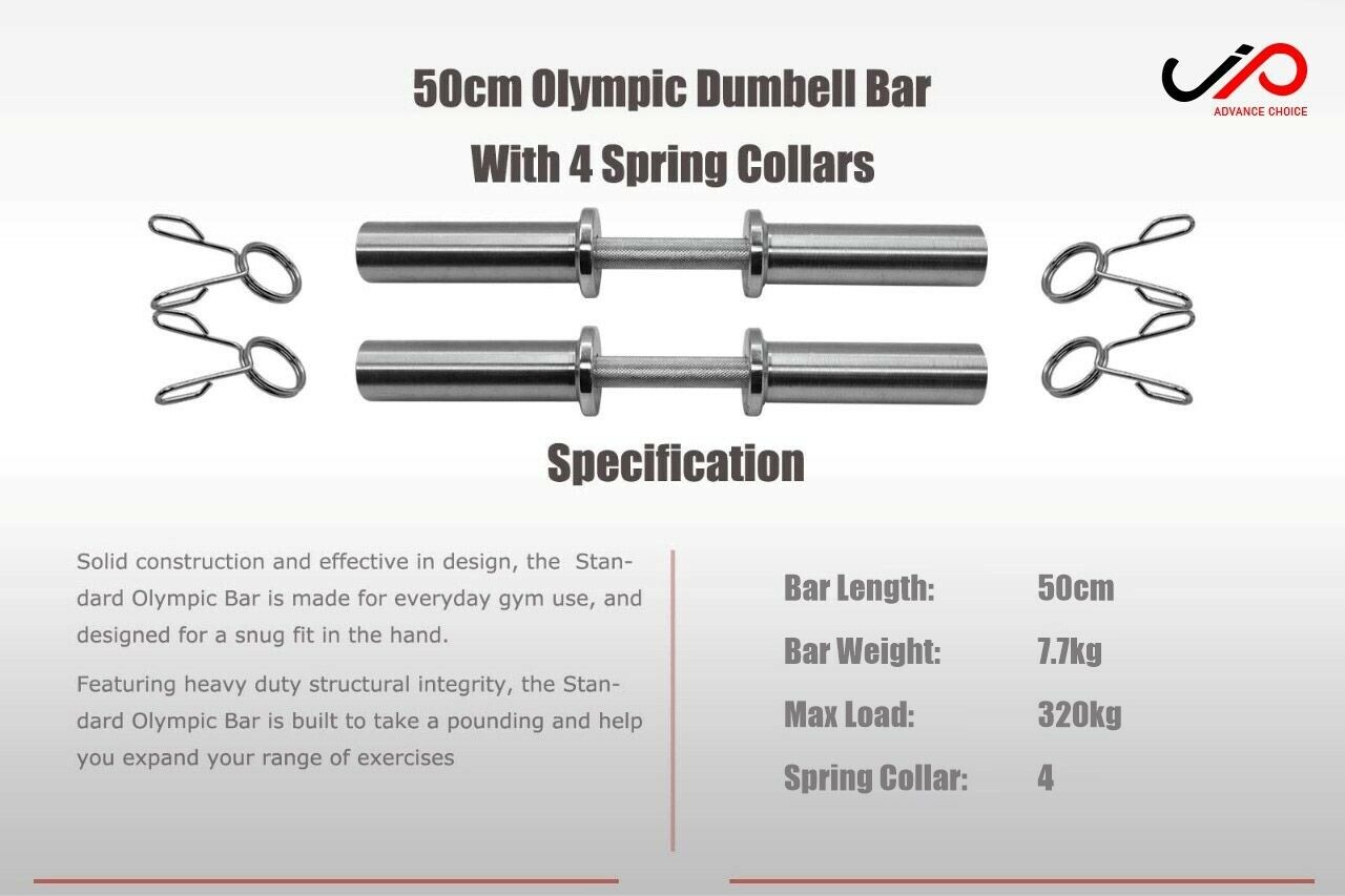 JP 50cm Barbell Bar Olympic Bar Standard Bar Steel (Pair)
