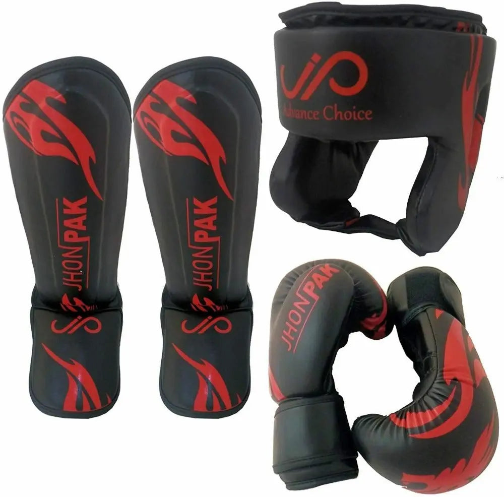 Kids boxing gloves set with head guard and shin guards | JP 3PCS MMA JP Sports